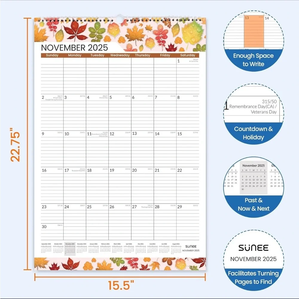 Large Wall Calendar - Brown